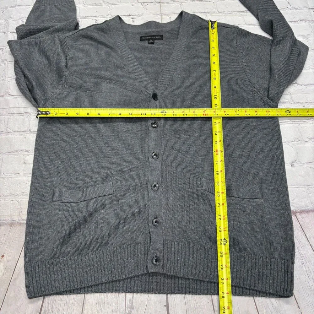 Tricots St Raphael Men Cardigan Sweater Size XL X-Large Gray FA23 D129 -14